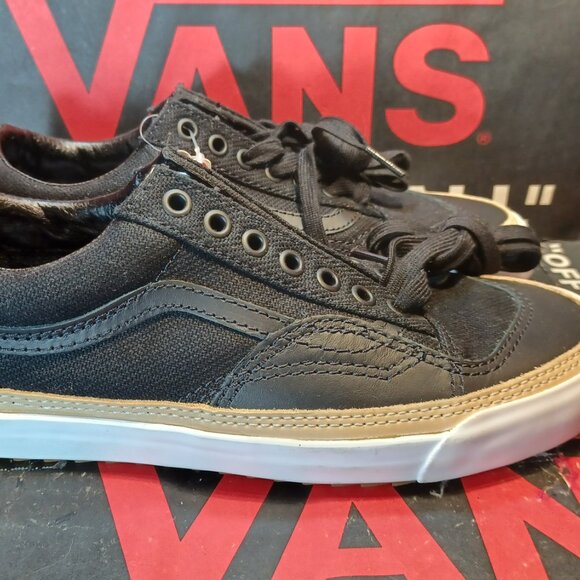 Vans Men's 7/Women's 8.5 Old Skool Overply Era Vamp Black Leather VN0A4U14XFZ - Picture 6 of 12